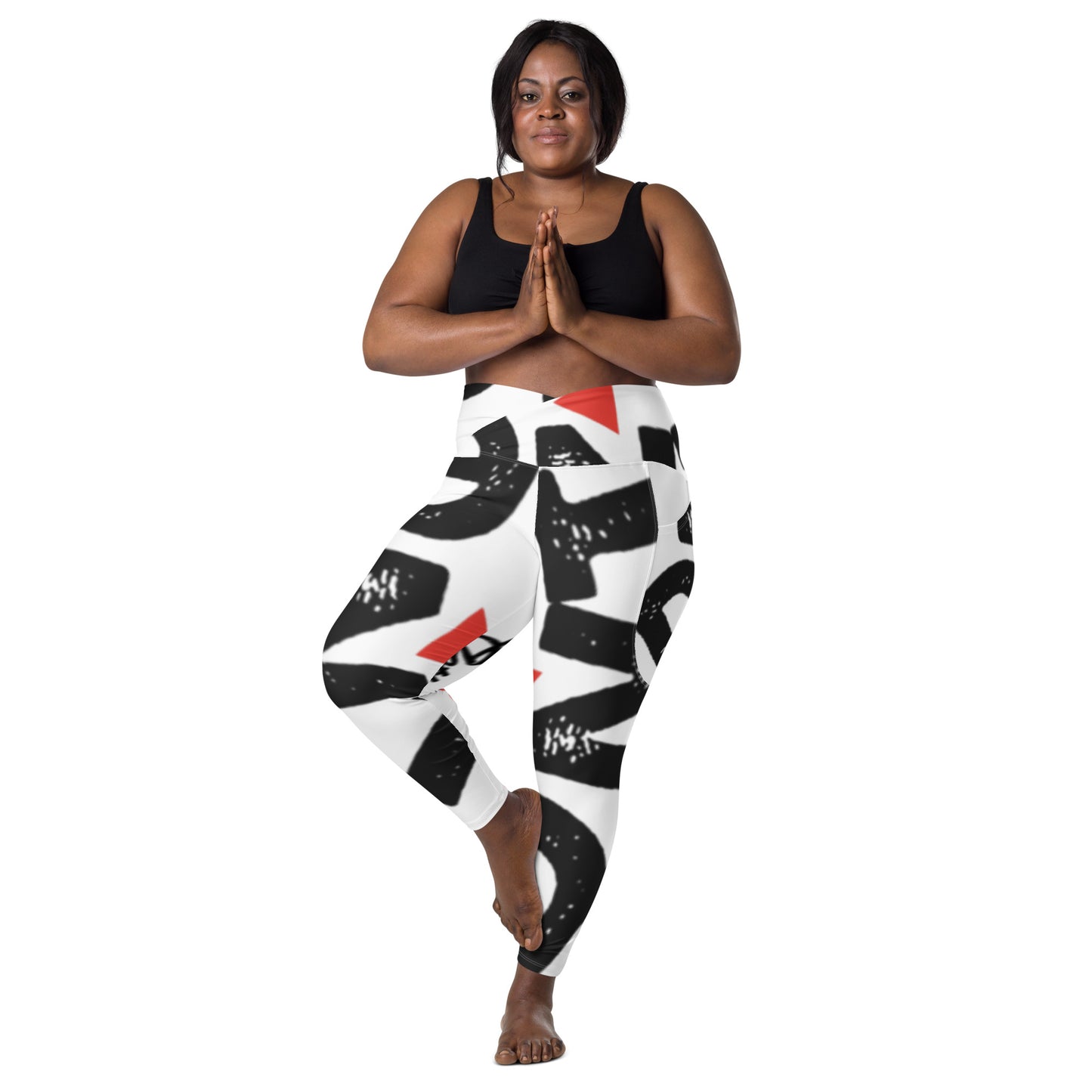 DNT Red-Tri Women Crossover leggings with pockets