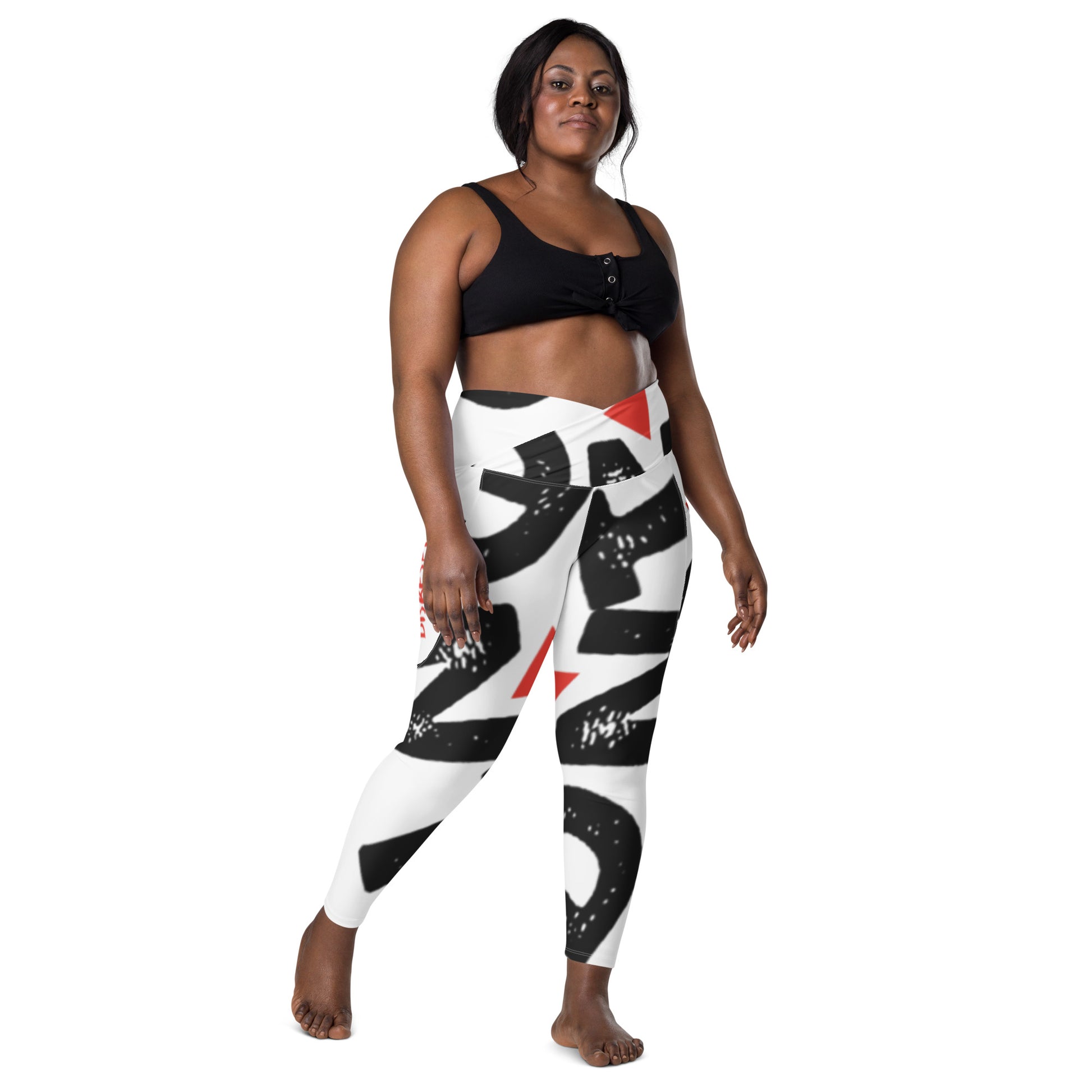 DNT Red-Tri Women Crossover leggings with pockets – DNT Clothing