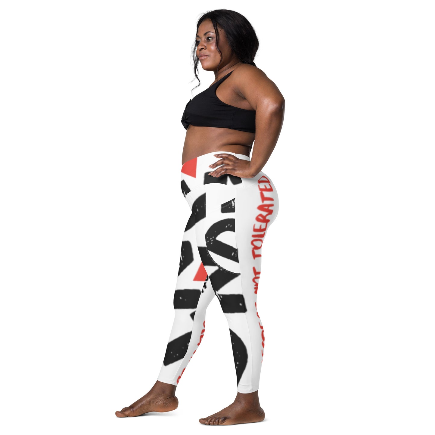 DNT Red-Tri Women Crossover leggings with pockets